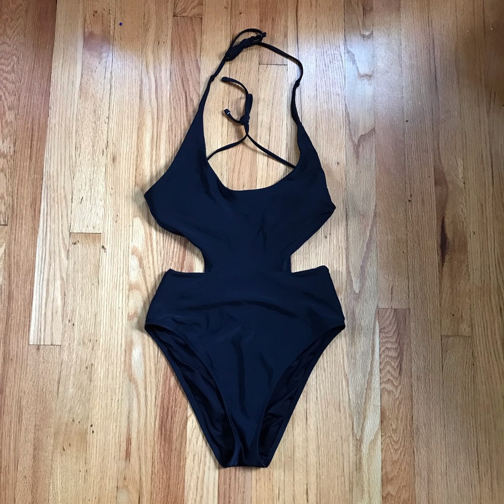 aerie Black Cutout One-Piece Swimsuit